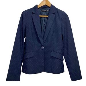 Mango Basics Women’s US 4 Eur 36 Navy Dark Blue Spotted Speckled Blazer Pockets